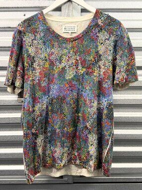 MAISON MARTIN MARGIELA Multicolor Micro Dot Printed T-Shirt Sz IT 48 Cotton SS13